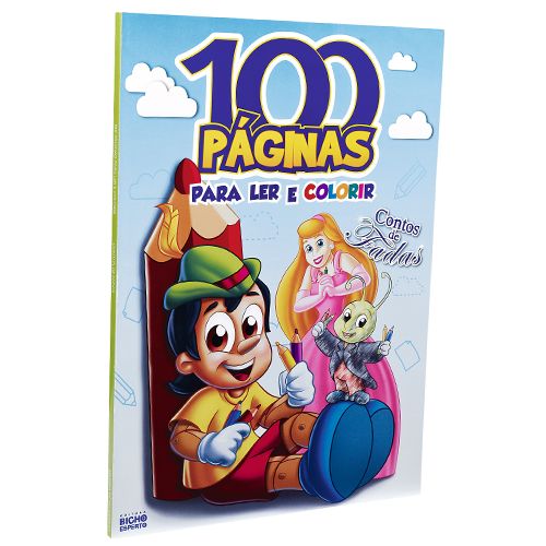 Livro 100 Páginas para Ler e Colorir - Contos de Fada